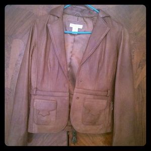 COPY - XS White House Black Market Brown Leather Jacket